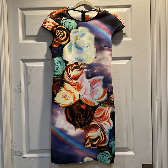 Clover Canyon Magical Sky Neoprene Bodycon Fitted Mini Dress L - Picture 3 of 10